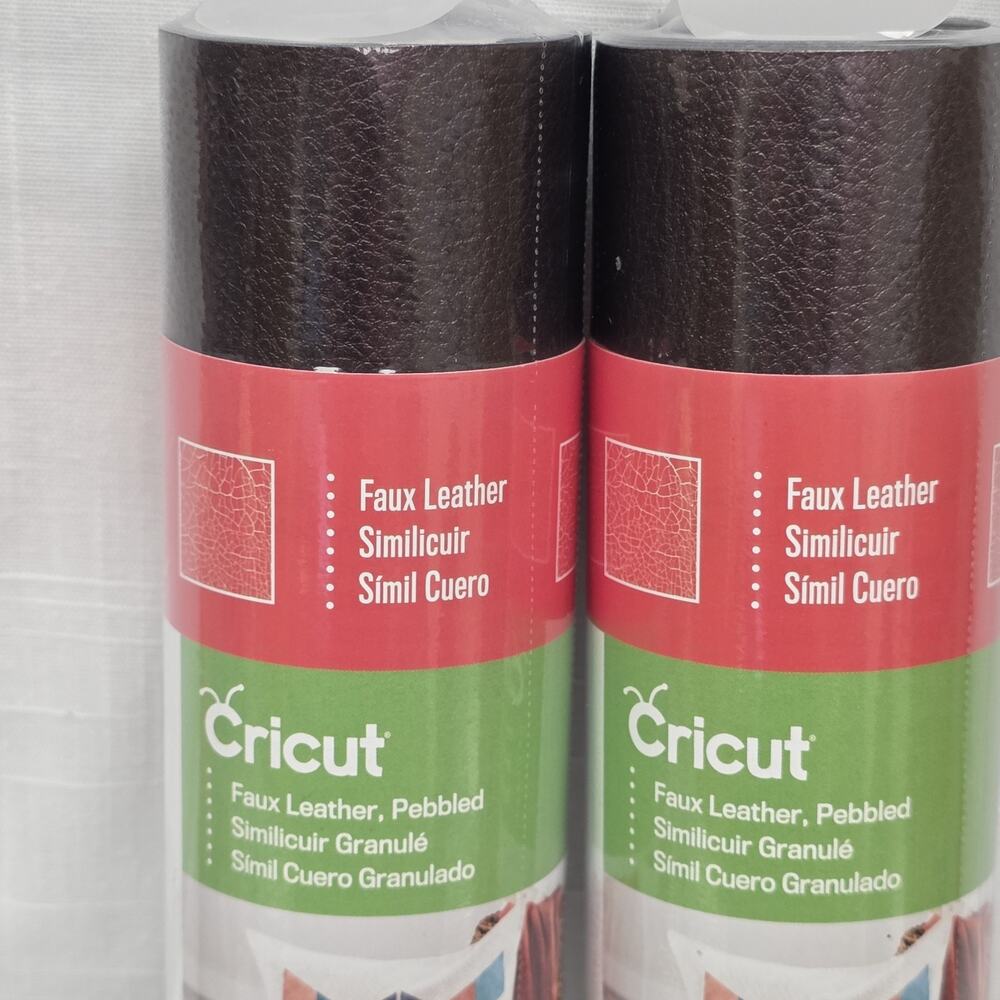 Lot of 2 Cricut Pebbled Faux Leather Sheets Black 12" x 24" Craft Material New